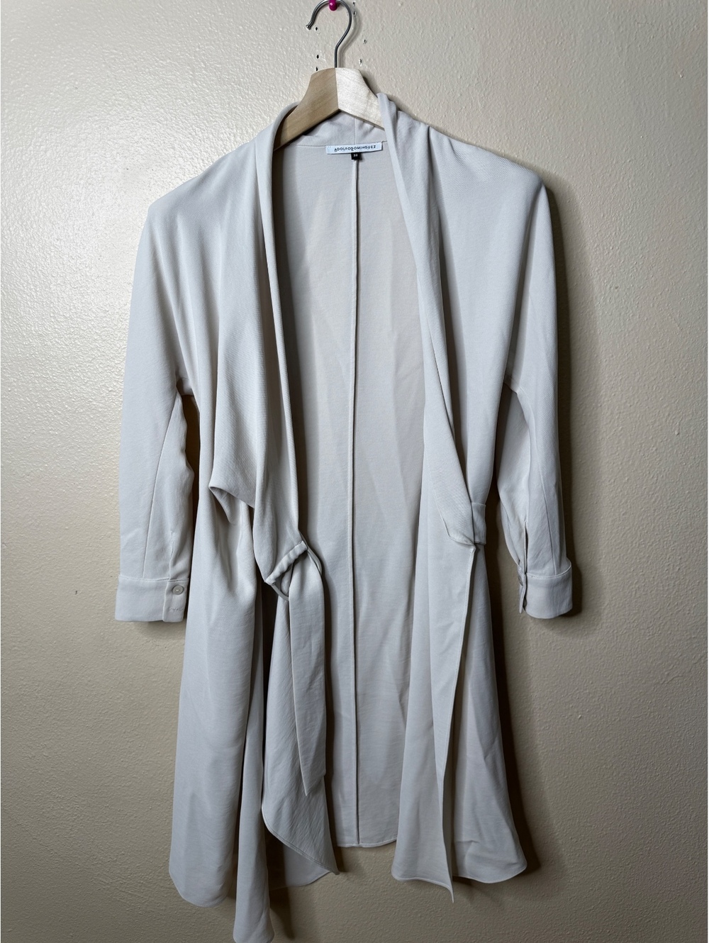 Adolfo Dominguez Women’s S 38 Beige Draped Open Front Belted Duster Cardigan